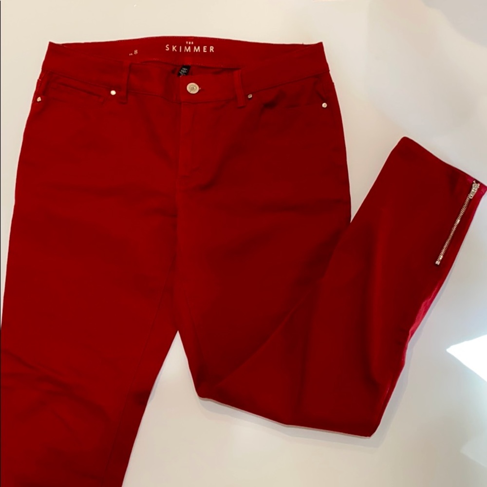 White House Black Market Red Pants with Zipper